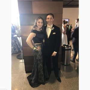 Black two piece prom dress